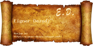 Eigner Dezső névjegykártya